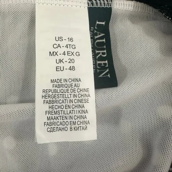 Lauren Ralph Lauren Black White Polka Dot Tummy Control Halter Swimdress 16 NWT - Picture 9 of 12